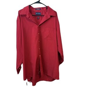 Red Dress Button Long Sleeve Shirt Classic Stafford Essentials Fit 18-18.5‎